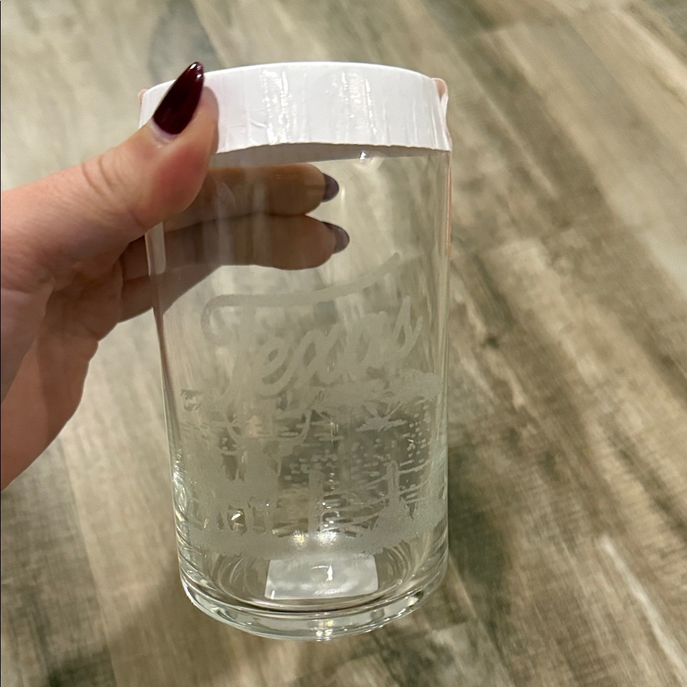 NWT Clear Glass with Texas Etching